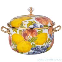 Кастрюля 26 см с крышкой эмалированная 7,5 л &quot;agness /фландрия /фрукты&quot; / 225326