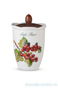 Банка для сыпучих продуктов 19 см с деревянной крышкой Соль &quot;Artigianato ceramico /Лесные ягоды&quot; / 243557