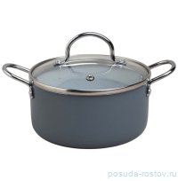 Кастрюля 16 х 8 см стеклянная крышка антипригарное покрытие 1,35 л серая Agness / 378309