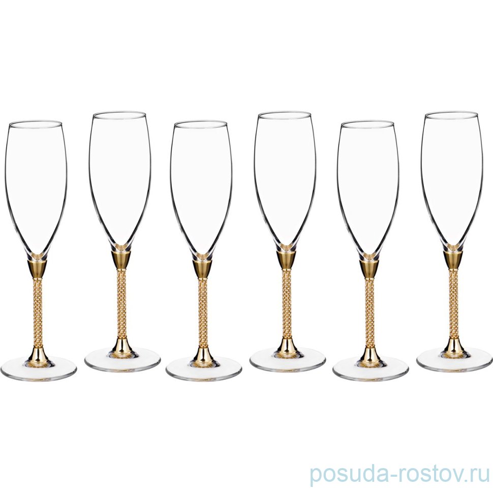 Бокалы для шампанского 250 мл 6 шт "Dudu /Стразы /Золото" / 170411 Бокалы для шампанского 250 мл 6 шт "Dudu /Стразы /Золото" / 170411