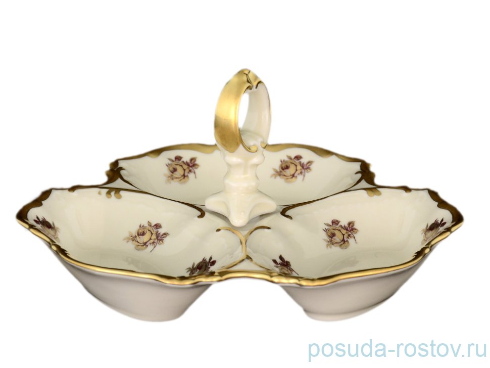 Менажница 19 см  Bohemia Porcelan Moritz Zdekauer 1810 s.r.o. "Анжелика /Красная роза с золотом /СК" / 067752