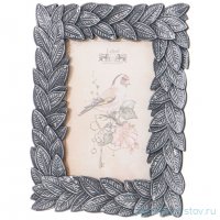 Фоторамка 15 х 20 х 2 см для фото 10 х 15 см &quot;Лавровый венок&quot; /серебро чернёное с посеребрением / 312750