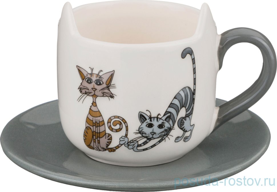 Чайная пара 210 мл 1 шт "Озорные коты" / 198433