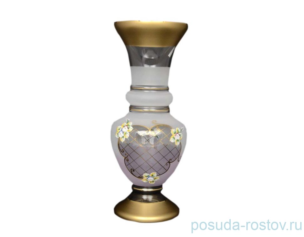 Ваза для цветов 40 см матово-бело-розовая "Лепка /с золотом" / 050899