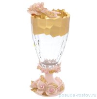 Ваза для цветов 42 см н/н &quot;Розовые розы /золото&quot; / 049853