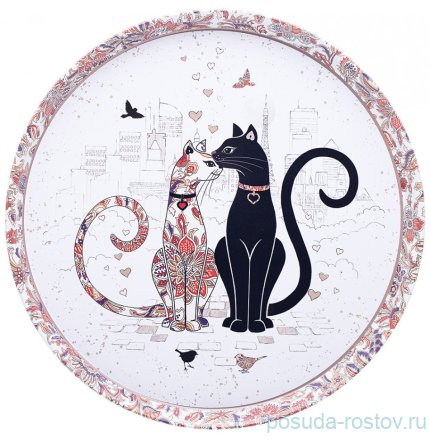 Поднос 33 х 2,1 см сервировочный &quot;Парижские коты&quot; / 234923