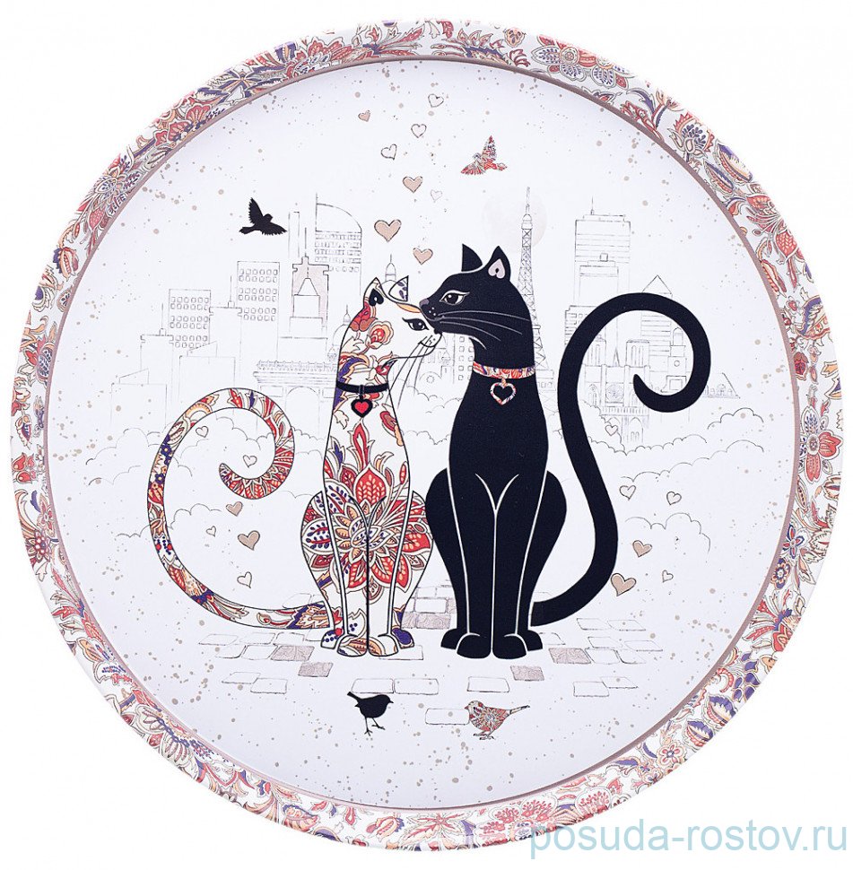 Поднос 33 х 2,1 см сервировочный "Парижские коты" / 234923 Поднос 33 х 2,1 см сервировочный "Парижские коты" / 234923