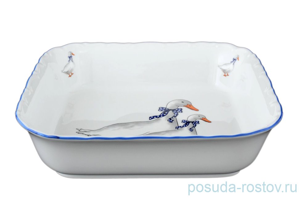 Салатник 24 см квадратный  Bohemia Porcelan Moritz Zdekauer 1810 s.r.o. "Офелия /Гуси" / 057851