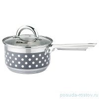 Ковш 16 х 9,5 см со стеклянной крышкой 1,9 л серый &quot;Agness /Горошек&quot; / 196281