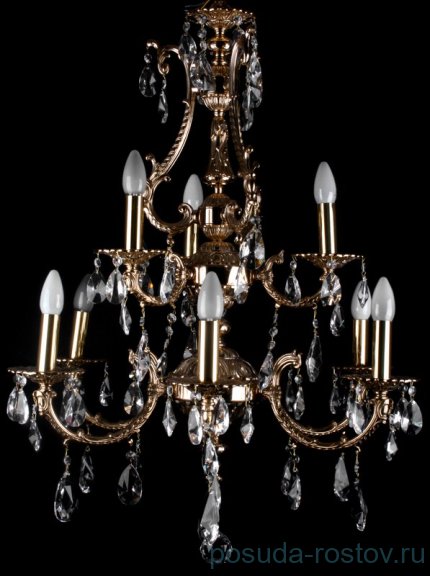 Люстра 9 рожковая 2-х ярусная &quot;ГЛАСС ЛПС&quot; d- 68 см, h- 87 см, вес -17 кг / 060379