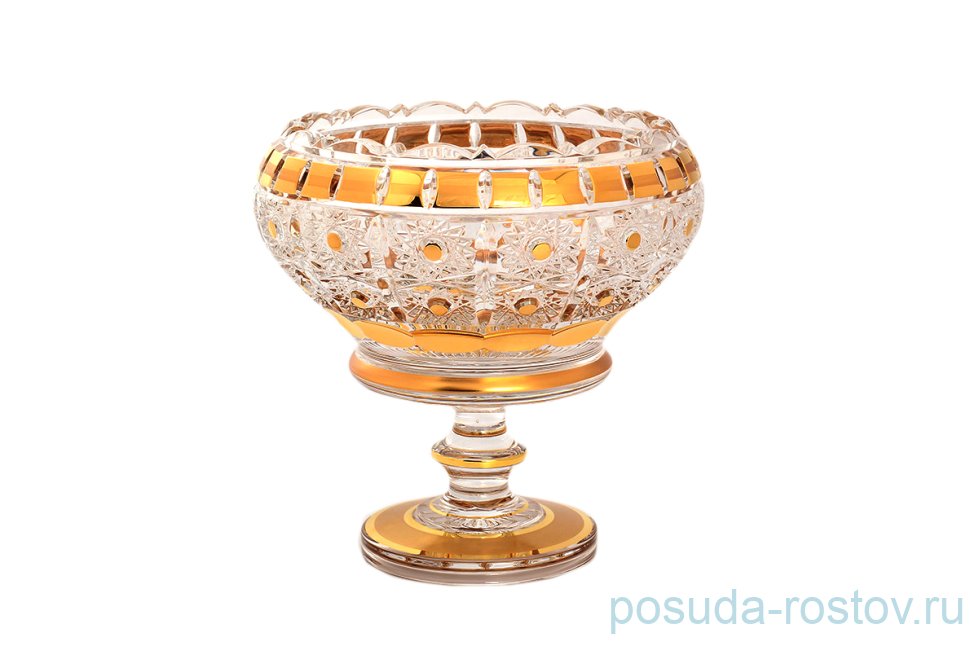 Конфетница 20 см н/н "Max Crystal /Золотые окошки /шарики" / 148453