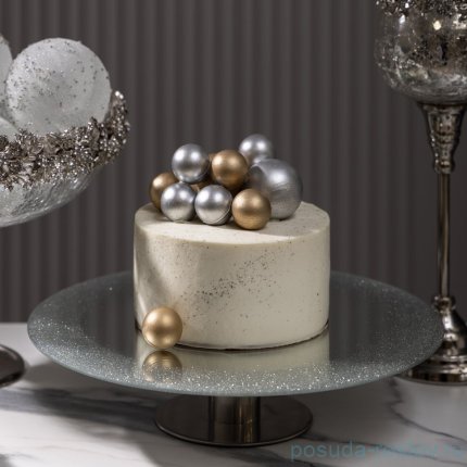 Тортовница на ножке silver mirror 30*7 см / 360477