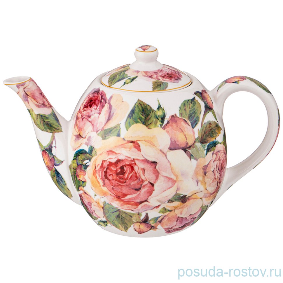 Заварочный чайник 1 л белый "Винтаж /Розы" / 233537