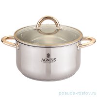 Кастрюля 24 х 13,5 см со стеклянной крышкой индукция 6,1 л &quot;Agness&quot; / 196290