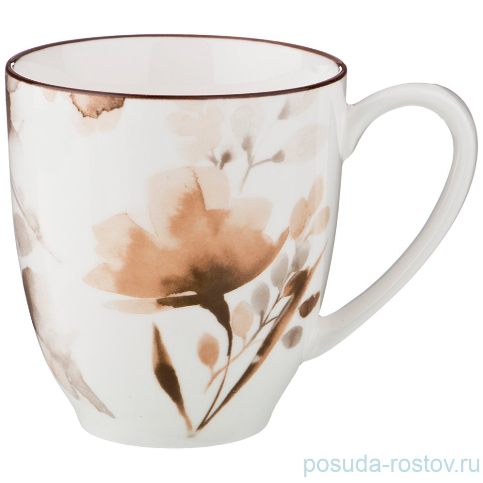 Кружка 400 мл 1 шт "Aquarelle /Коричневый цветок" / 163536