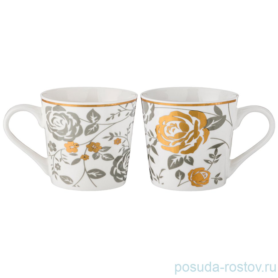 Кружка 450 мл серый "Золотой цветок" / 193684 Кружка 450 мл серый "Золотой цветок" / 193684