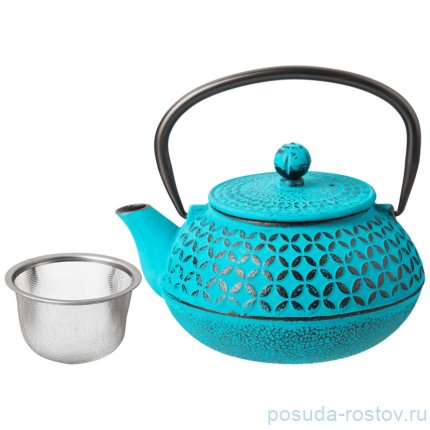 Заварочный чайник 850 мл чугунный /эмалированное покрытие внутри бирюзовый lefard / 338287