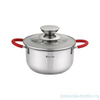 Кастрюля 12 х 6,5 см со стеклянной крышкой силиконовые вставки на ручках индукция 600 мл &quot;Agness&quot; / 196247