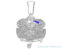 Вазочка 15 см с крышкой на 3-х ножках &quot;Хрусталь резной&quot; / 068091
