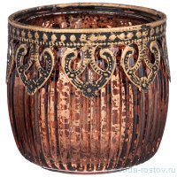 Подсвечник 8 х 8 х 7 см &quot;бухара&quot; с металлическими элементами коричневый / 272862