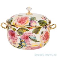 Кастрюля 24 см с крышкой эмалированная 6,1 л &quot;agness /винтаж /розы&quot; / 196383