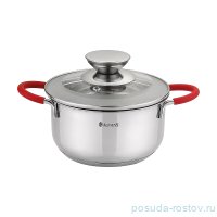 Кастрюля 14 х 7,5 см со стеклянной крышкой силиконовые вставки на ручках индукция 1 л &quot;Agness&quot; / 196248