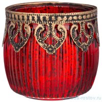 Подсвечник 8 х 8 х 7 см &quot;Шарджа&quot; с металлическими элементами красный / 272839
