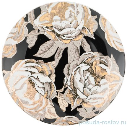 Тарелка 20,5 см 1 шт чёрная &quot;Golden rose&quot; / 208456