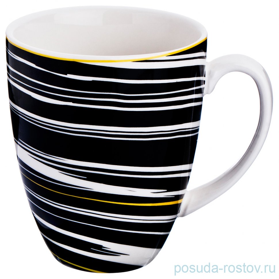 Кружка 350 мл черно-белое "vogue /с жёлтым" / 190453