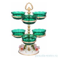 Менажница 11,5 х 6 шт 2-х ярусная н/н зелёная &quot;Розаперла /Цветок&quot; / 305395