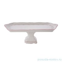 Поднос 38 см прямоугольный н/н &quot;Соната /Розовый цветок /Розовая отводка&quot; / 199364