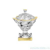 Ваза для фруктов 25 см н/н с крышкой &quot;Фламенко /золото&quot; / 343949
