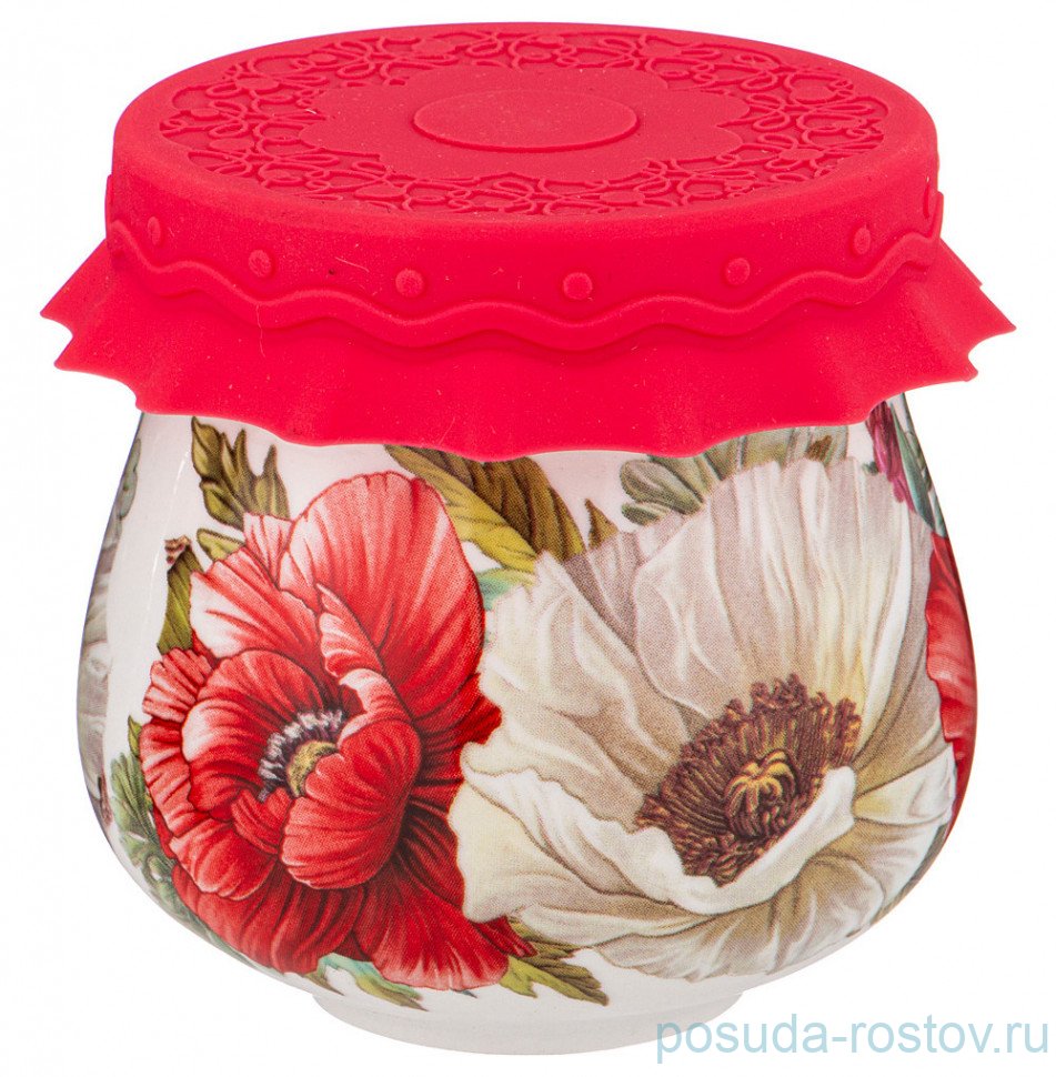 Банка для меда/варенья 180 мл с силиконовой крышкой "Маки" / 235791