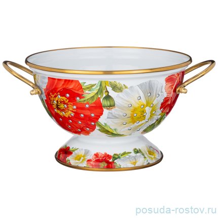 Дуршлаг 20 х 20 х 14 см эмалированный &quot;Agness /Маки&quot; / 256782