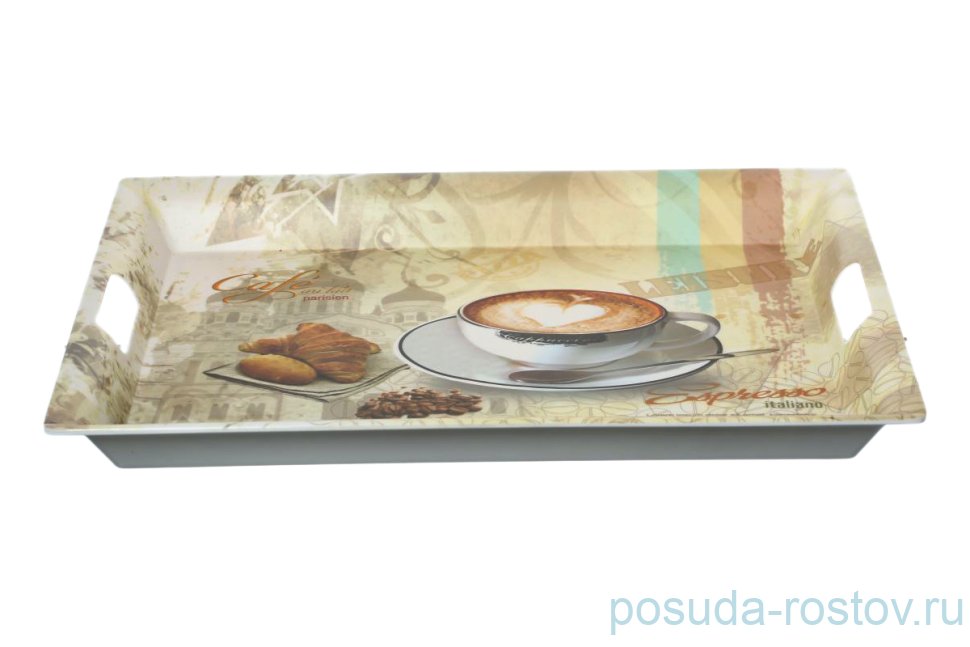 Поднос прямоугольный с ручками жёлтый "Cofe Expresso italiano" / 140288 Поднос прямоугольный с ручками жёлтый "Cofe Expresso italiano" / 140288