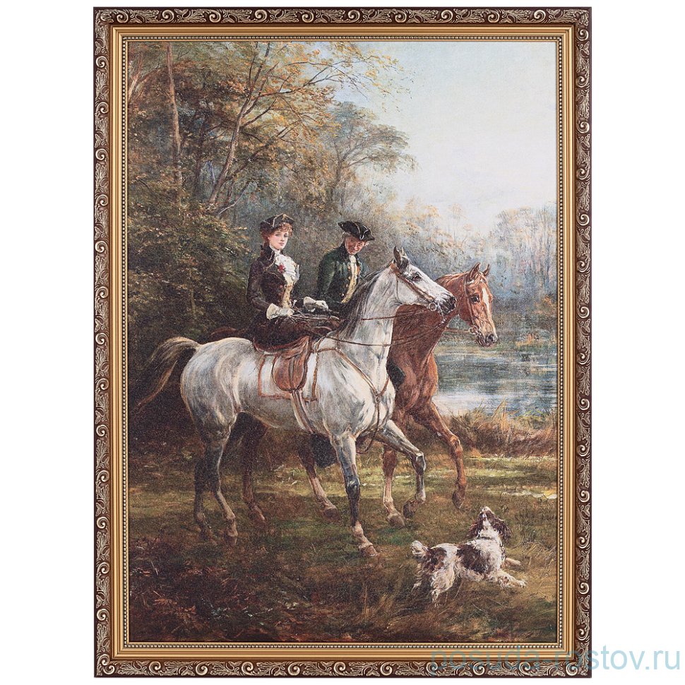 Картина 50 х 70 см "Конная прогулка" /рамка евро тёмная / 263770