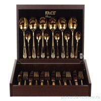 Столовые приборы 24 предмета на 6 персон &quot;Fly&quot; золото (деревяная коробка) / 365733