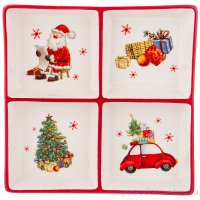 Менажница 19 х 19 х 3,5 см 4-х секционная квадратная &quot;С Новым годом!&quot; / 268553