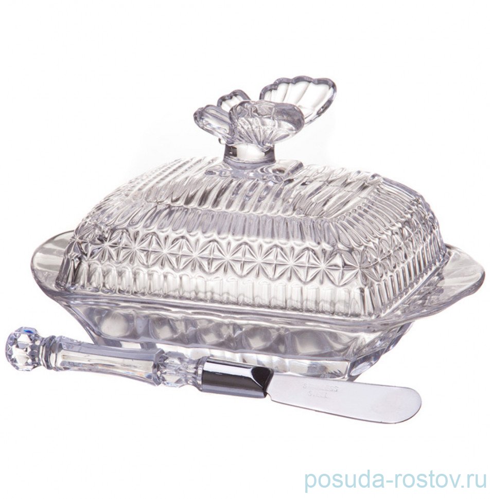 Маслёнка 11 х 17 см с крышкой + нож "Muza" / 190079