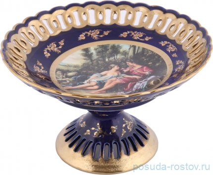 Конфетница 25 см н/н перф. &quot;Влюблённая пара /Кобальт&quot; / 200104