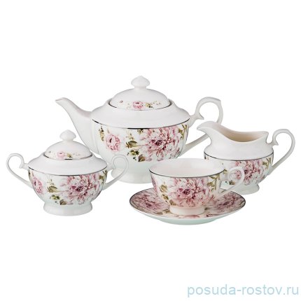 Чайный сервиз на 6 персон 15 предметов &quot;Пионы&quot; / 186228