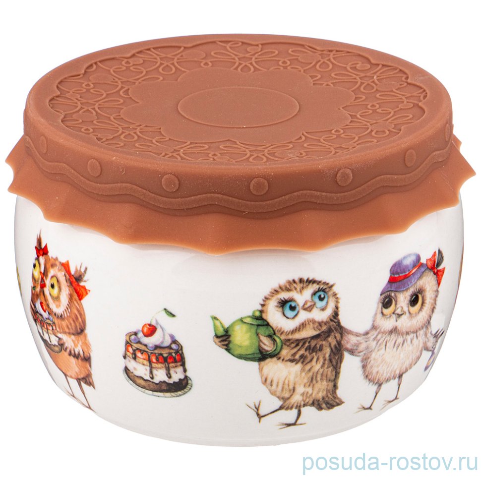 Банка для меда/варенья 500 мл с силиконовой крышкой "Совушки" / 250976