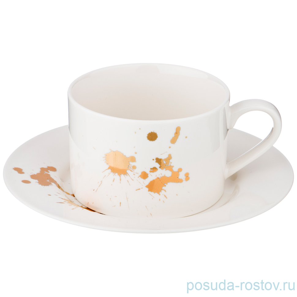 Чайная пара 220 мл 1 шт "Motion /Золотой рисунок" / 198701