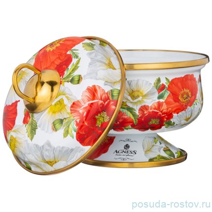 Сахарница 500 мл н/н эмалированная &quot;Agness /Маки&quot; / 256794