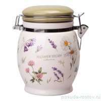 Банка для сыпучих продуктов 11,5 х 15 см с зажимом 750 мл &quot;Flower story&quot; / 363893