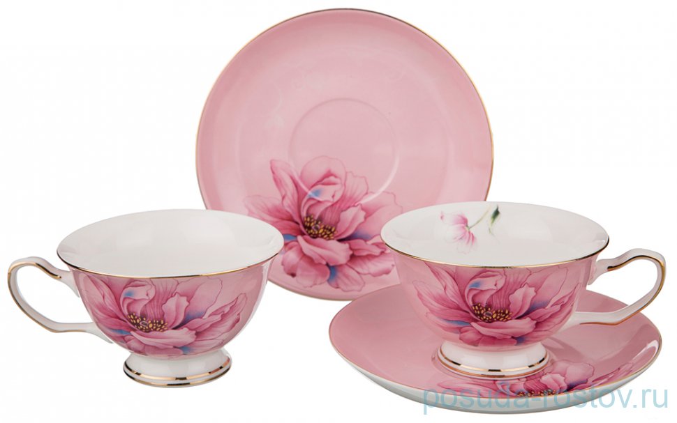 Набор чайных пар 200 мл 2 шт "Розовый цветок" / 189661 Набор чайных пар 200 мл 2 шт "Розовый цветок" / 189661