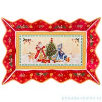 Блюдо 25 х 17 х 3,5 см прямоугольное красное &quot;С Новым годом! /Ёлка&quot; / 225212