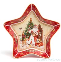 Блюдо 28 х 28 х 5 см Звезда красное &quot;С Новым годом! /Дед мороз&quot; / 379717