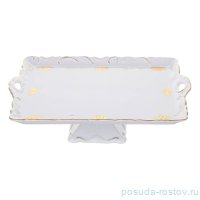 Поднос 31 см прямоугольный н/н с ручками &quot;Аляска /Золотые розочки&quot; / 330538