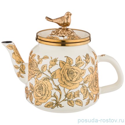 Чайник 1 л эмалированный белый &quot;Agness /Ренессанс /Розы&quot; / 211332